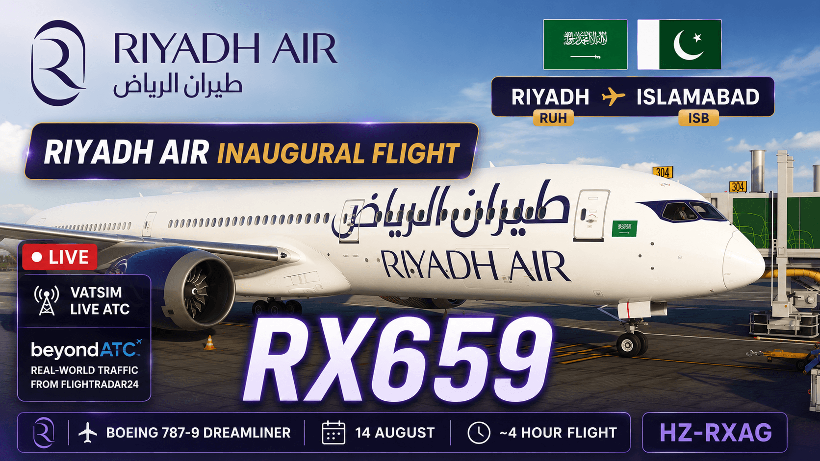 Riyadh Air RX659: Riyadh to Islamabad